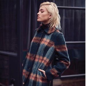 Emily And Fin Olive Plaid Eloise Wool Coat (XL)